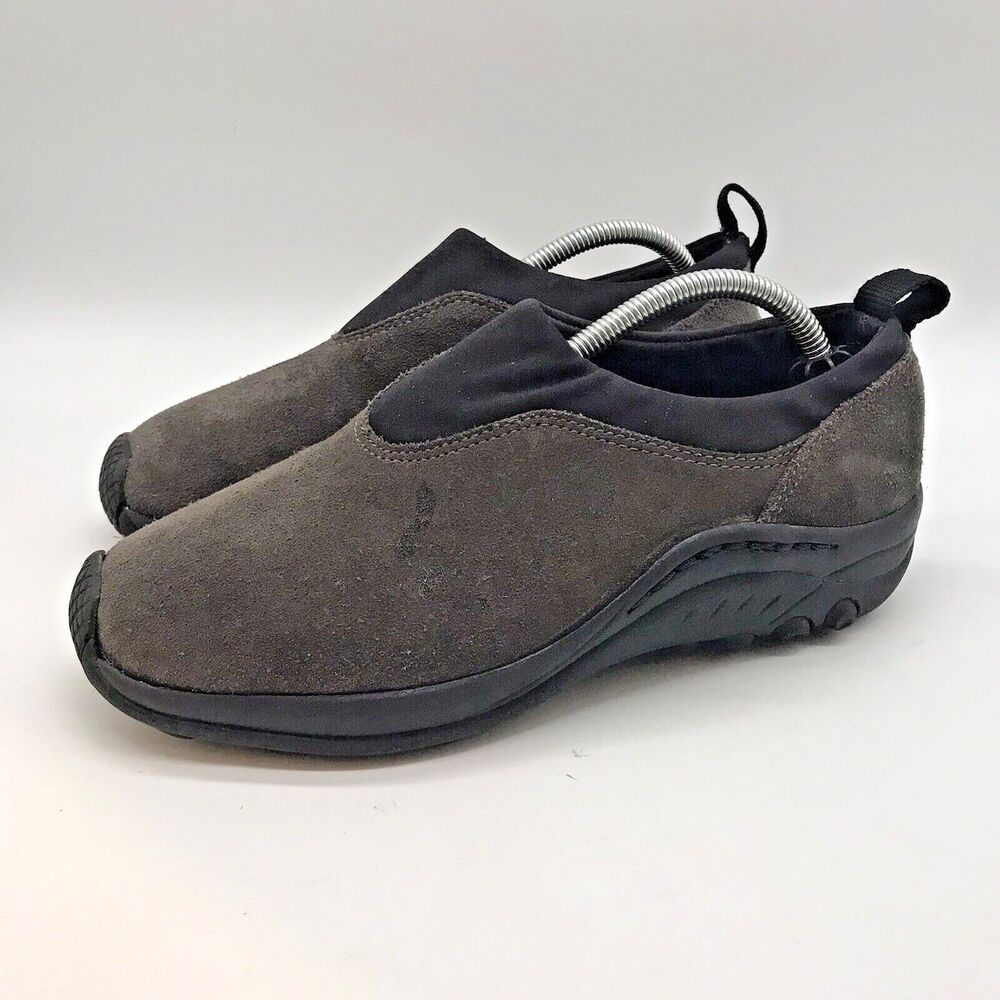 Earth Shoe Haley Slip On Loafers Women's 7.5 Gray & Black Suede Leather Shoes